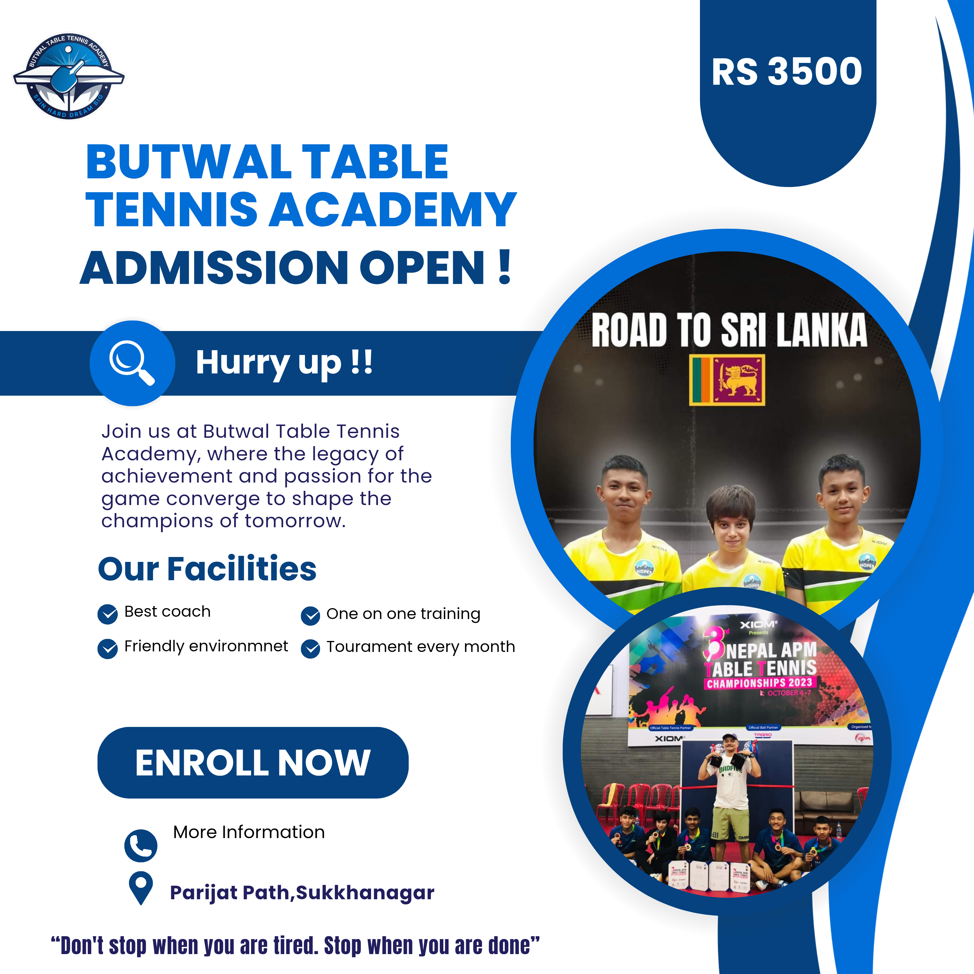 Butwal Table Tennis Academy Admission Campaign