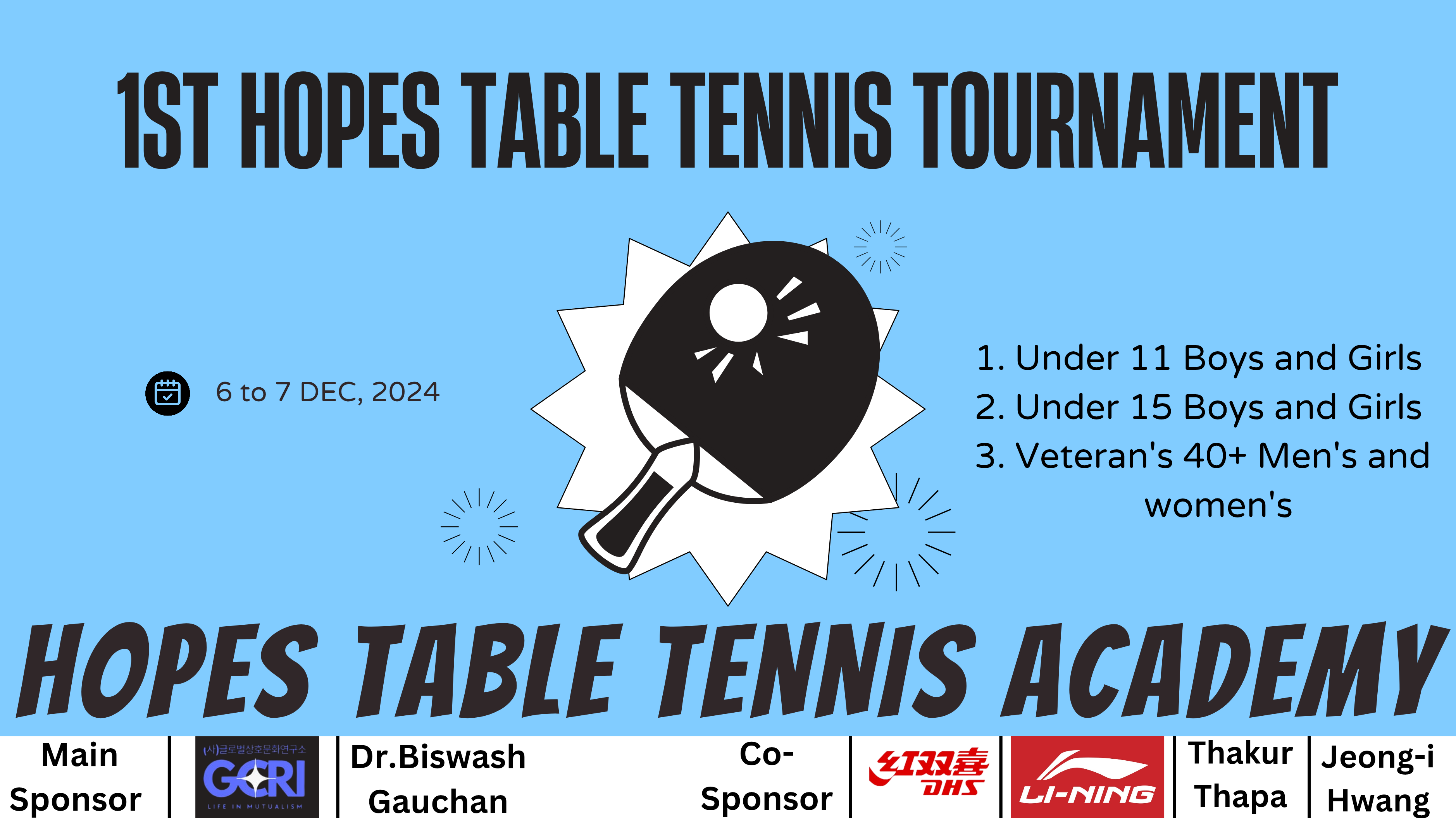 1st Hopes Table Tennis Tournament Poster